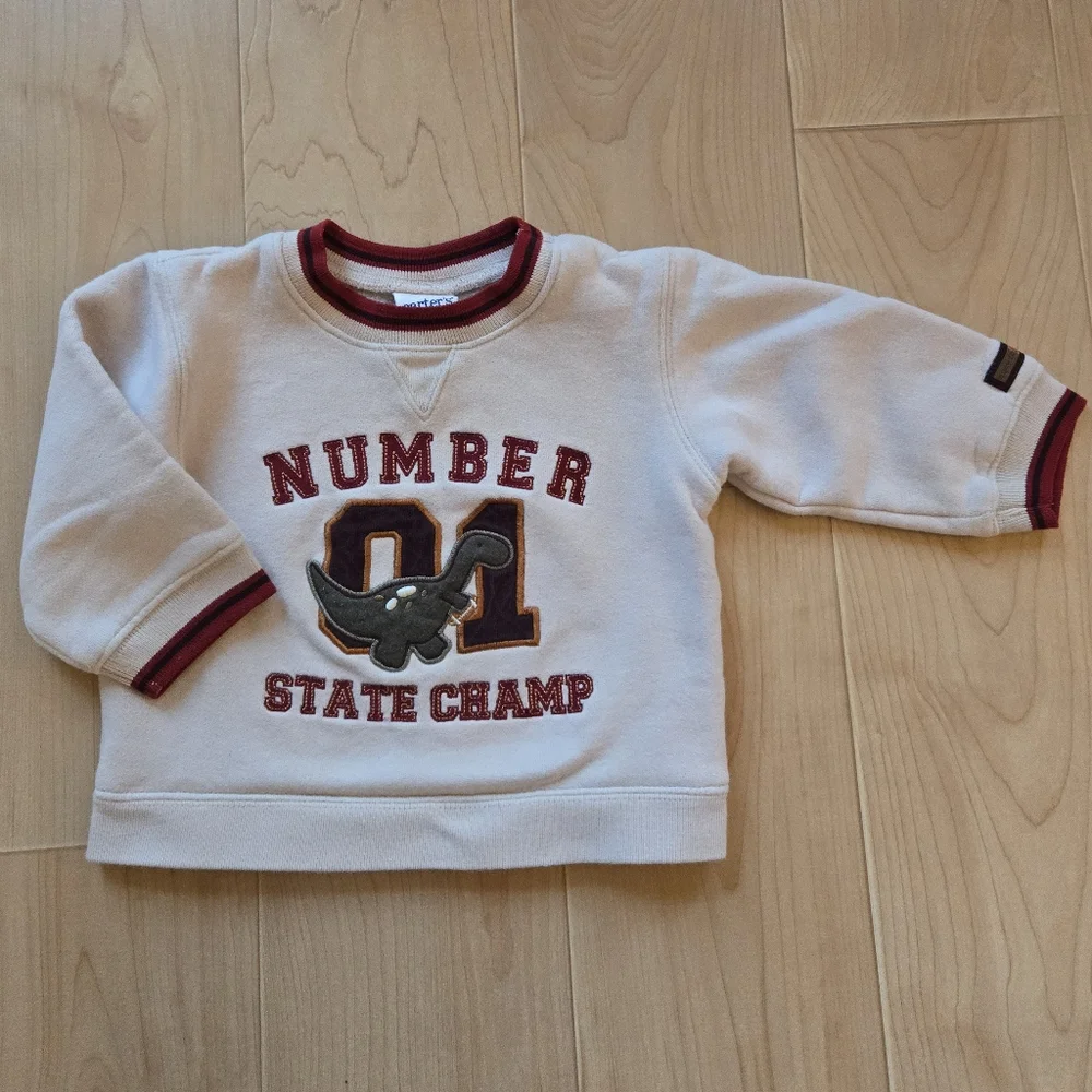 Vintage 1990s Y2K Carter's maroon and beige dinosaur sports sweatsuit set